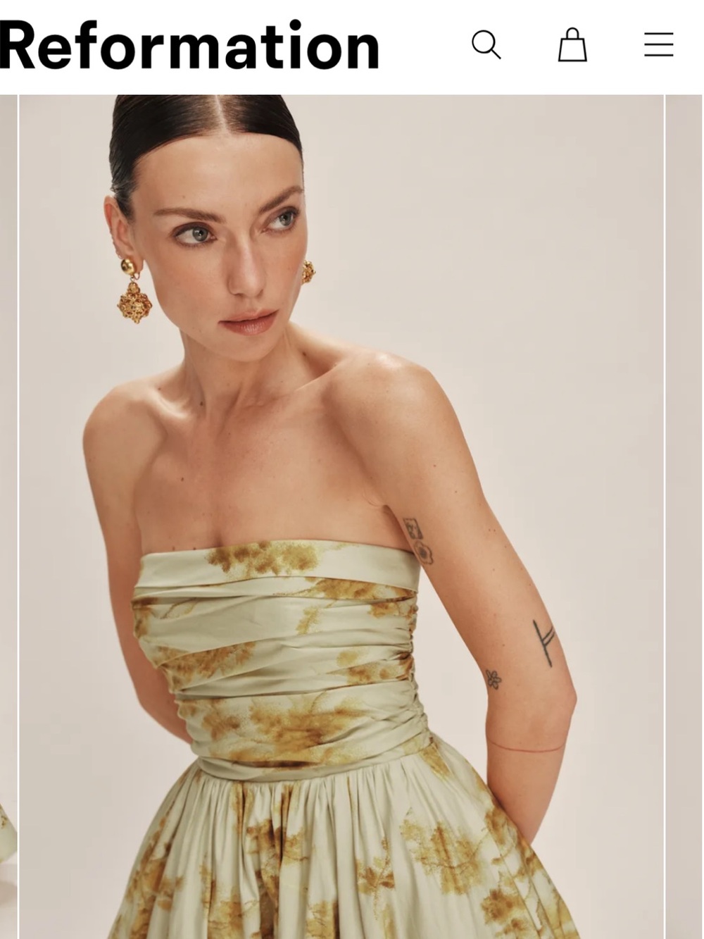 Reformation Kastoria Dress in Golden Hour - Picture 3 of 8